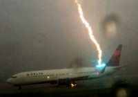 Fire engulfs Delta aircraft engine